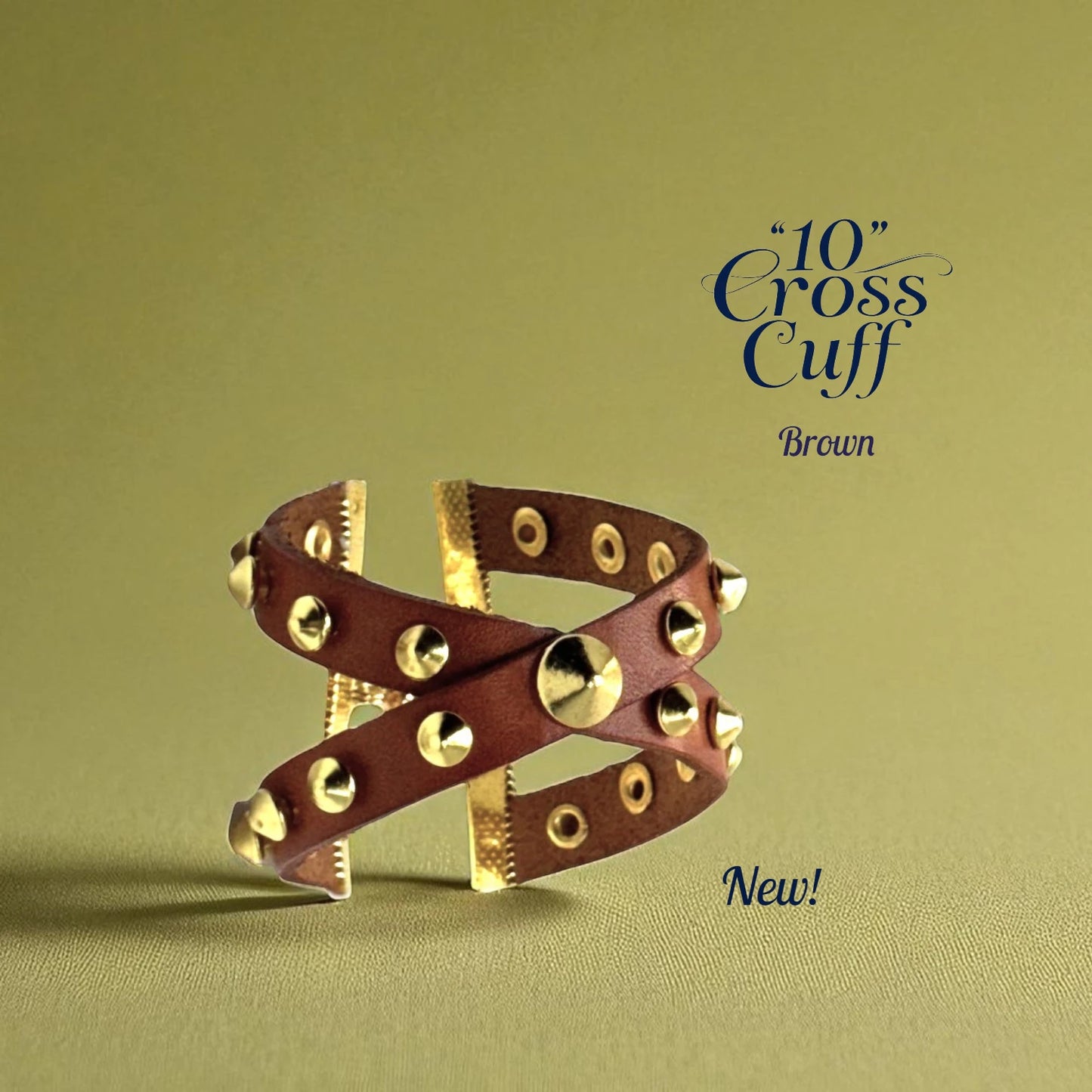 "10" Cross Cuff Studded Leather Roman Bracelet
