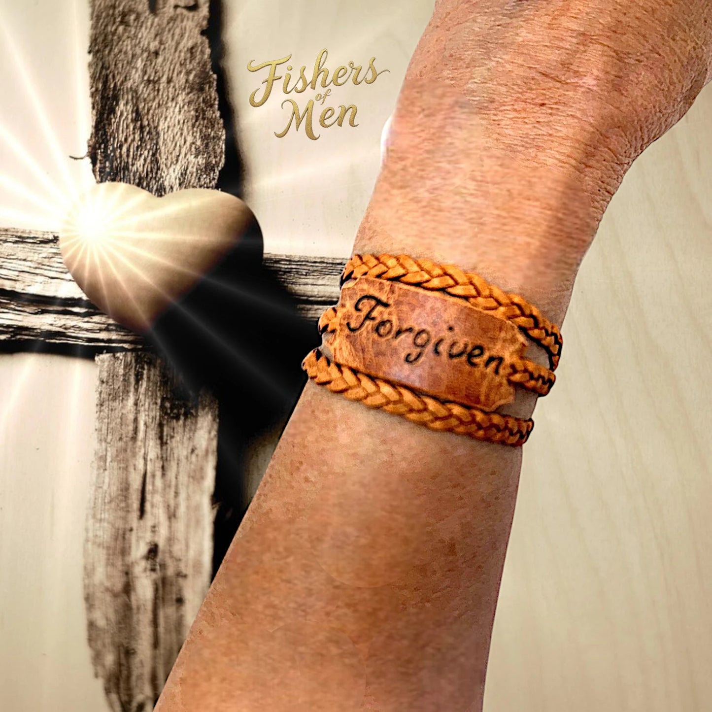 Leather Bracelets Fishers of Men "FORGIVEN"