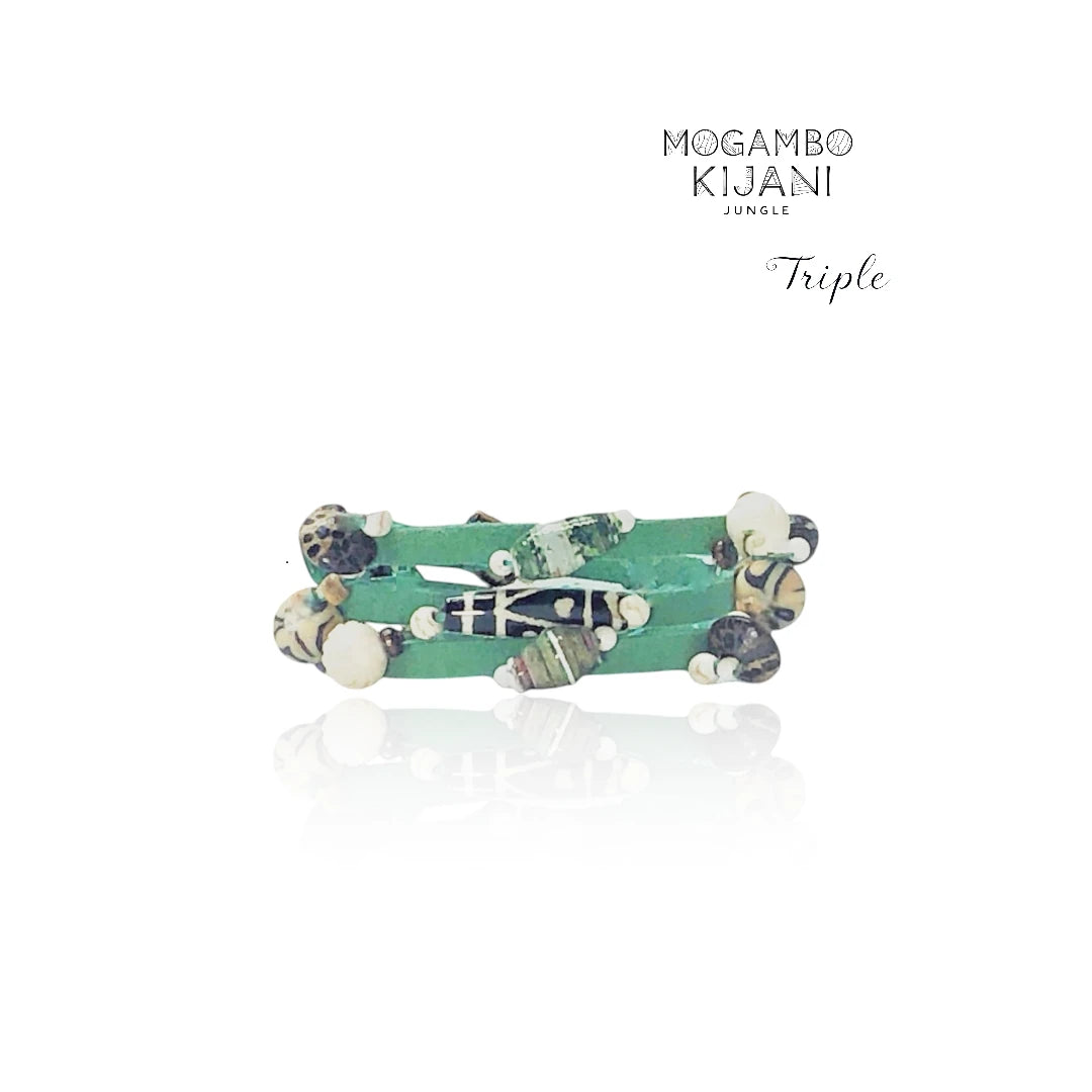 African Beads Mogambo Bracelets – Handmade Boho Chic Wrap Bracelet"KIJANI JUNGLE"