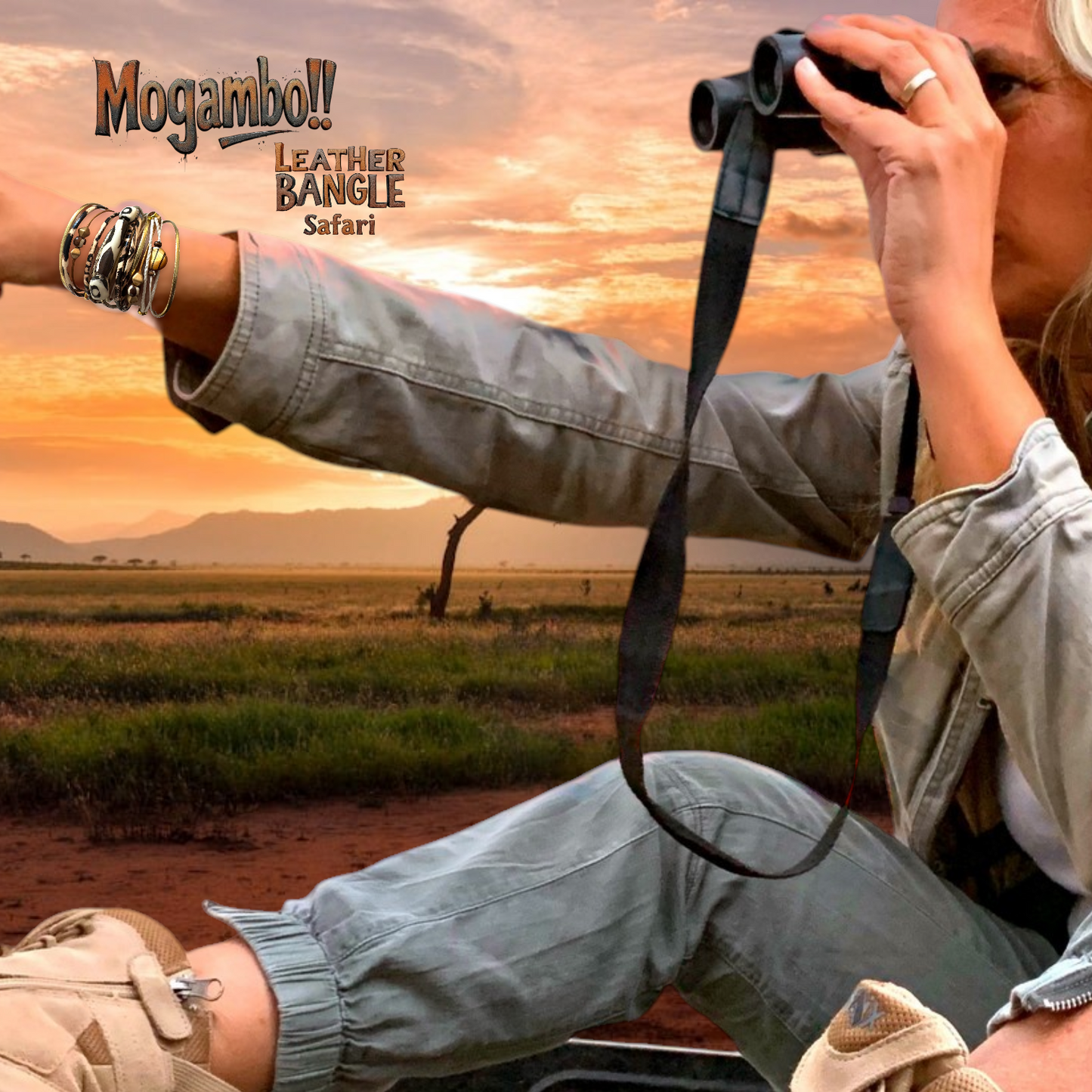 Mogambo- Layered Leather Safari Bangle Bracelet