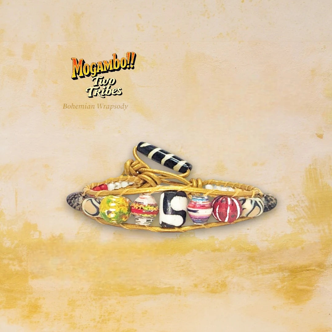 African Beads Mogambo Bracelet – Handcrafted Bohemian Style Jewelry "TWO TRIBES"