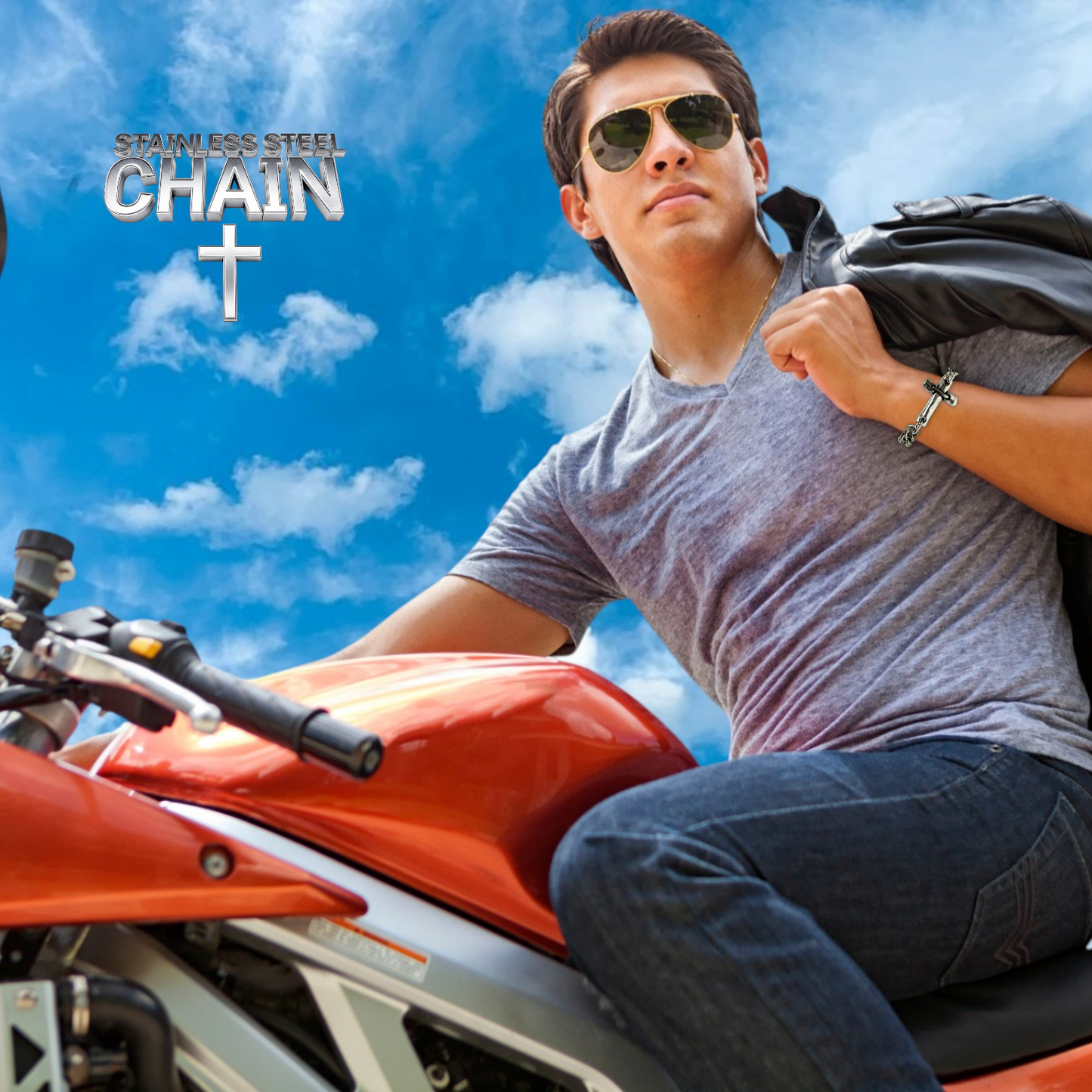 Men's Cross Stainless Steel Bracelet