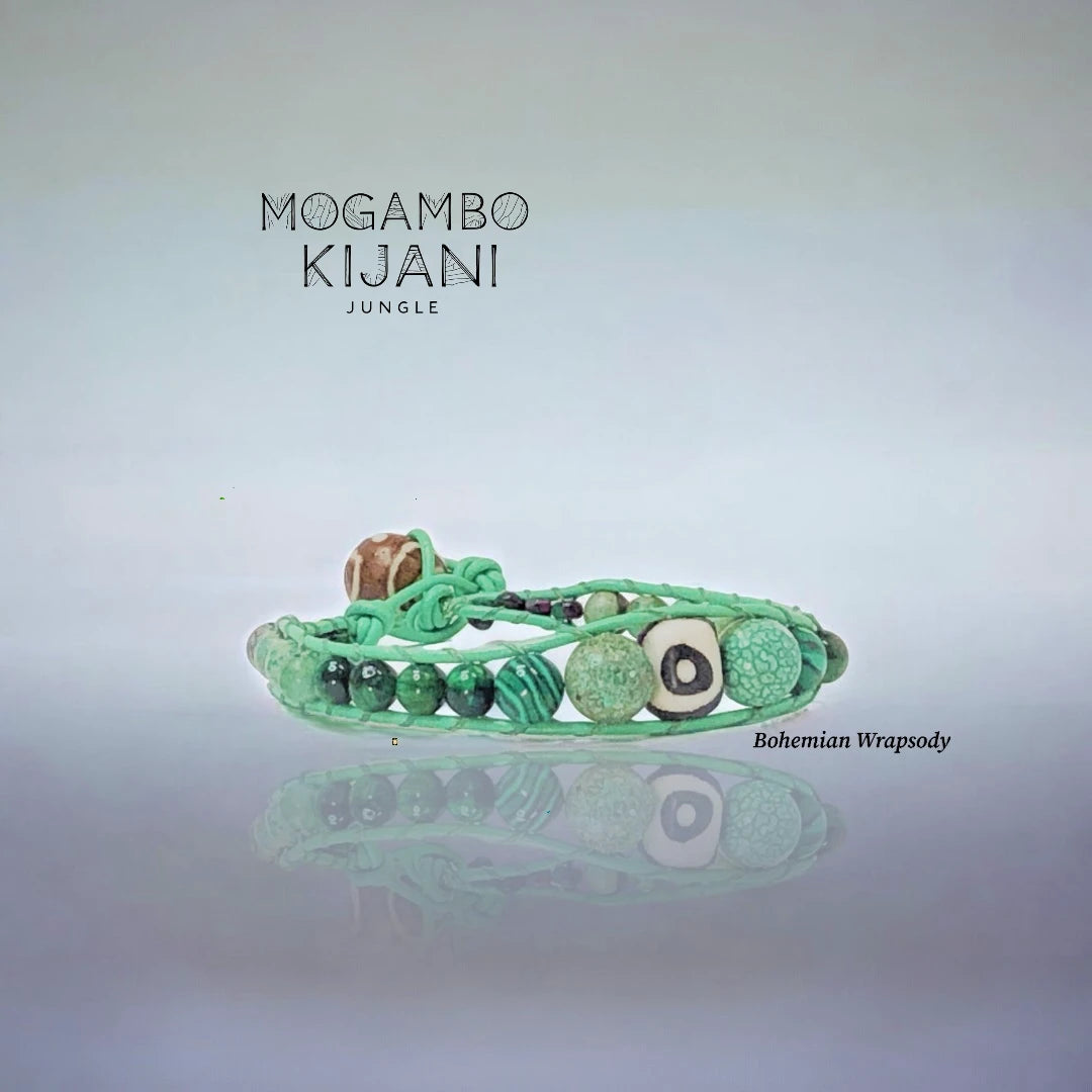 African Beads Mogambo Bracelets – Handmade Boho Chic Wrap Bracelet"KIJANI JUNGLE"