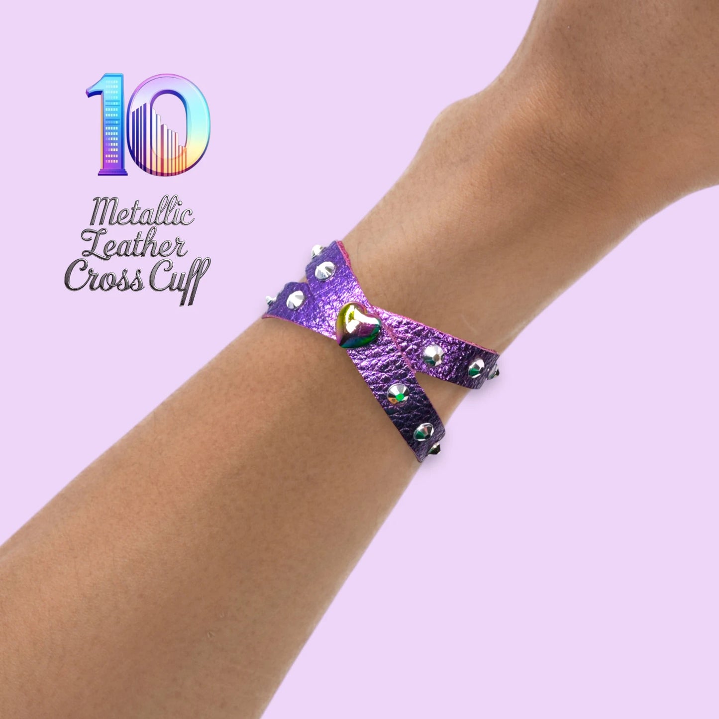 Metallic Leather Studded Roman Bracelets "10"