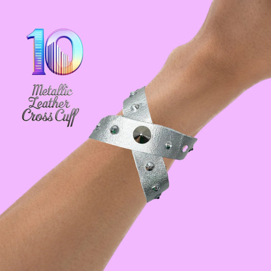 Metallic Leather Studded Roman Bracelets "10"