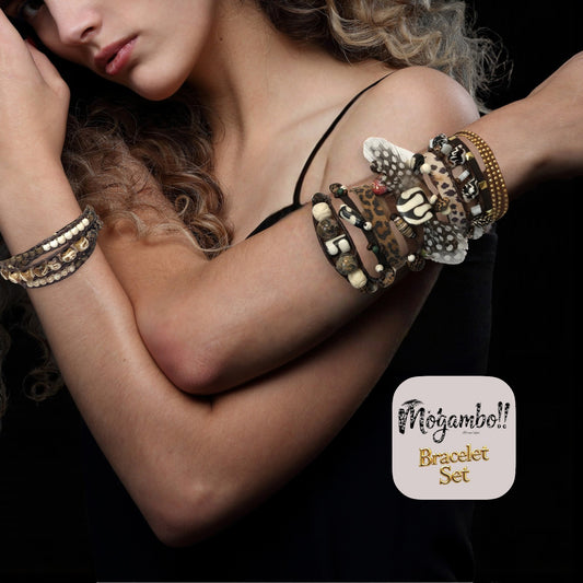 African Beads Mogambo Bracelet Set – Handcrafted Bohemian Style Jewelry-"African Safari"