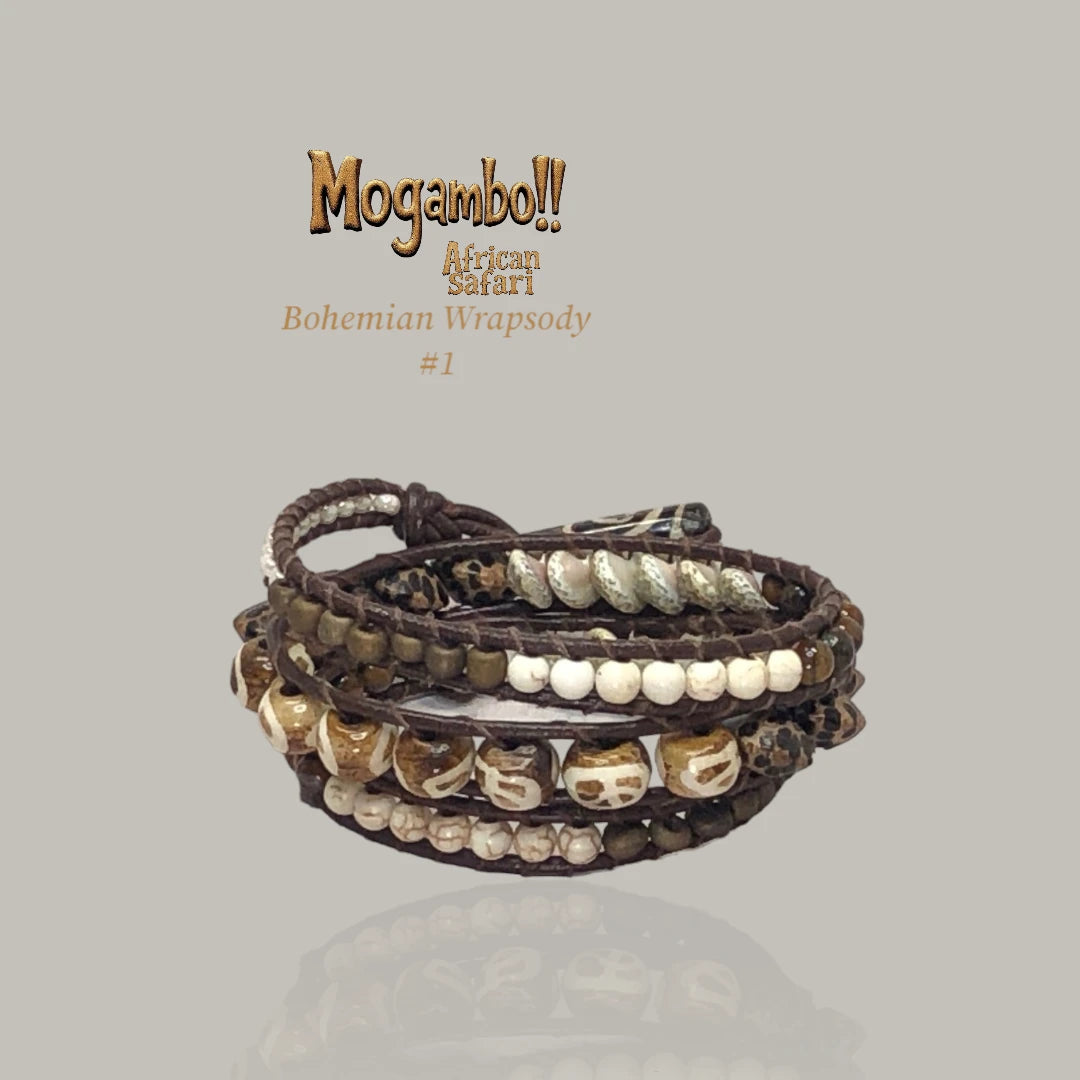 African Beads Mogambo Bracelet Set – Handcrafted Bohemian Style Jewelry-"African Safari"