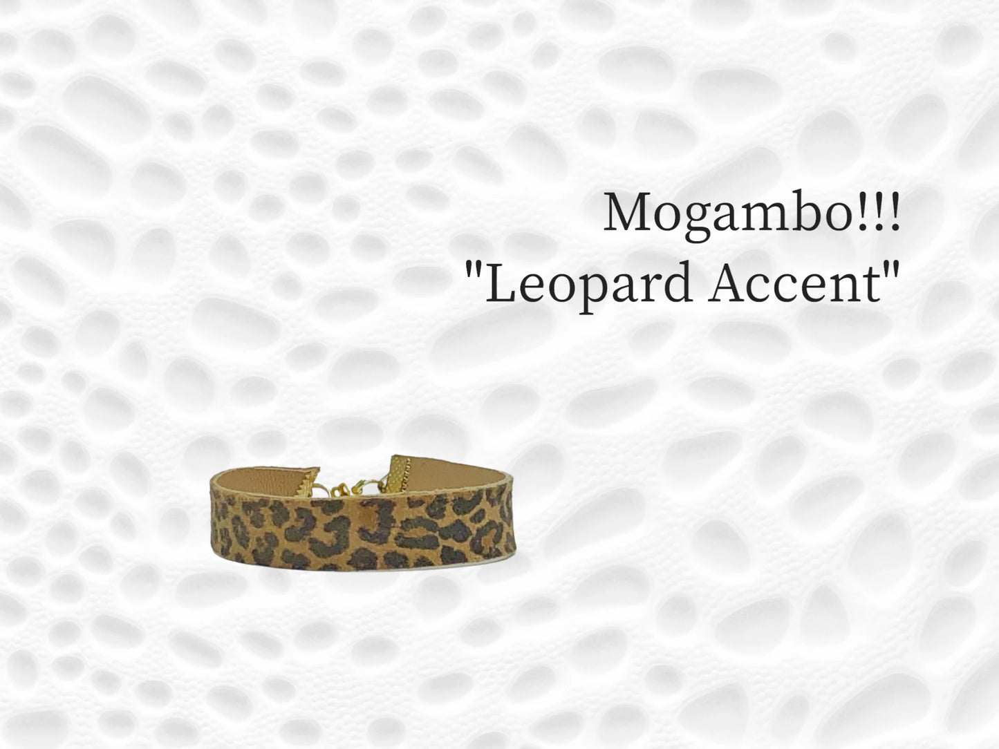 Mogambo African Apricot a genuine suede wide single wrap w Leopard print. $1.00