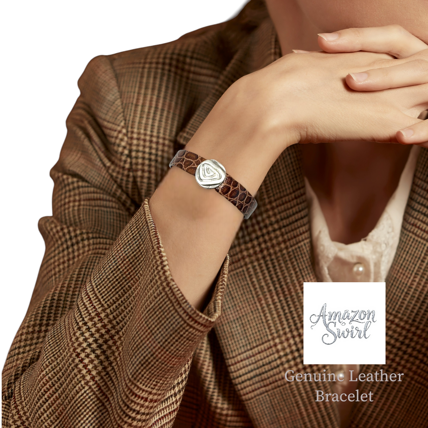 Amazon Swirl Alligator Print Genuine Leather Bracelet