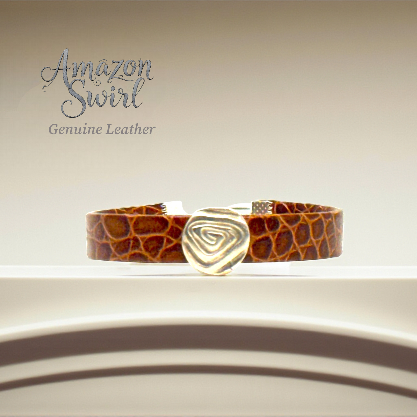 Amazon Swirl Alligator Print Genuine Leather Bracelet