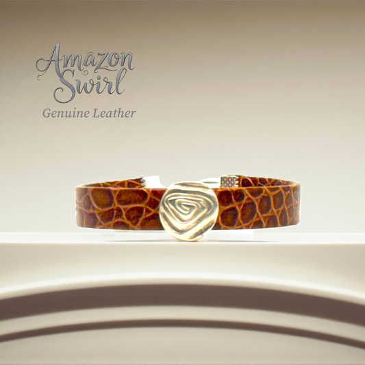 Amazon Swirl Alligator Print Genuine Leather Bracelet