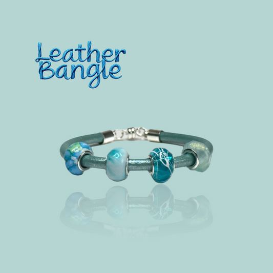 Leather Bangle – Aquamarine