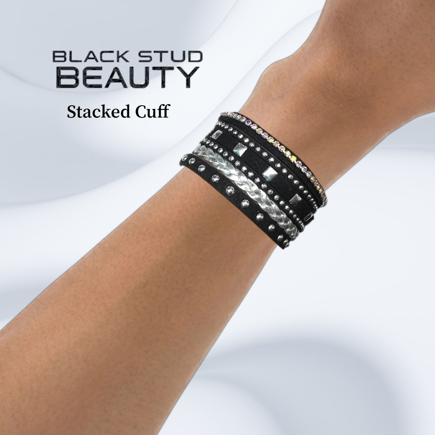 Black Stud Beauty Stacked Cuff