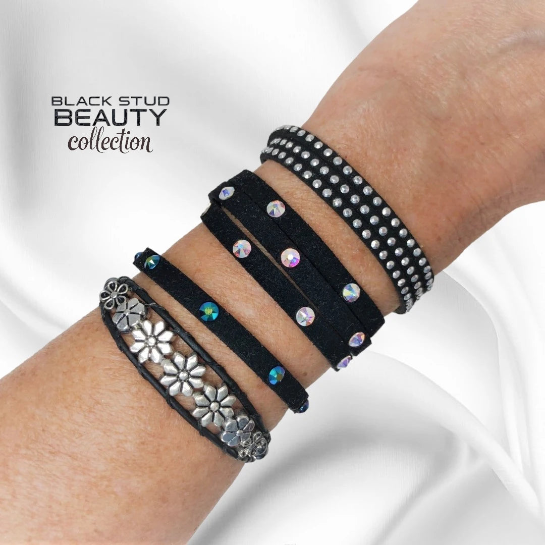 Faux Suede Studded Bracelet by Creations by LaBelle  "BLACK STUD BEAUTY"