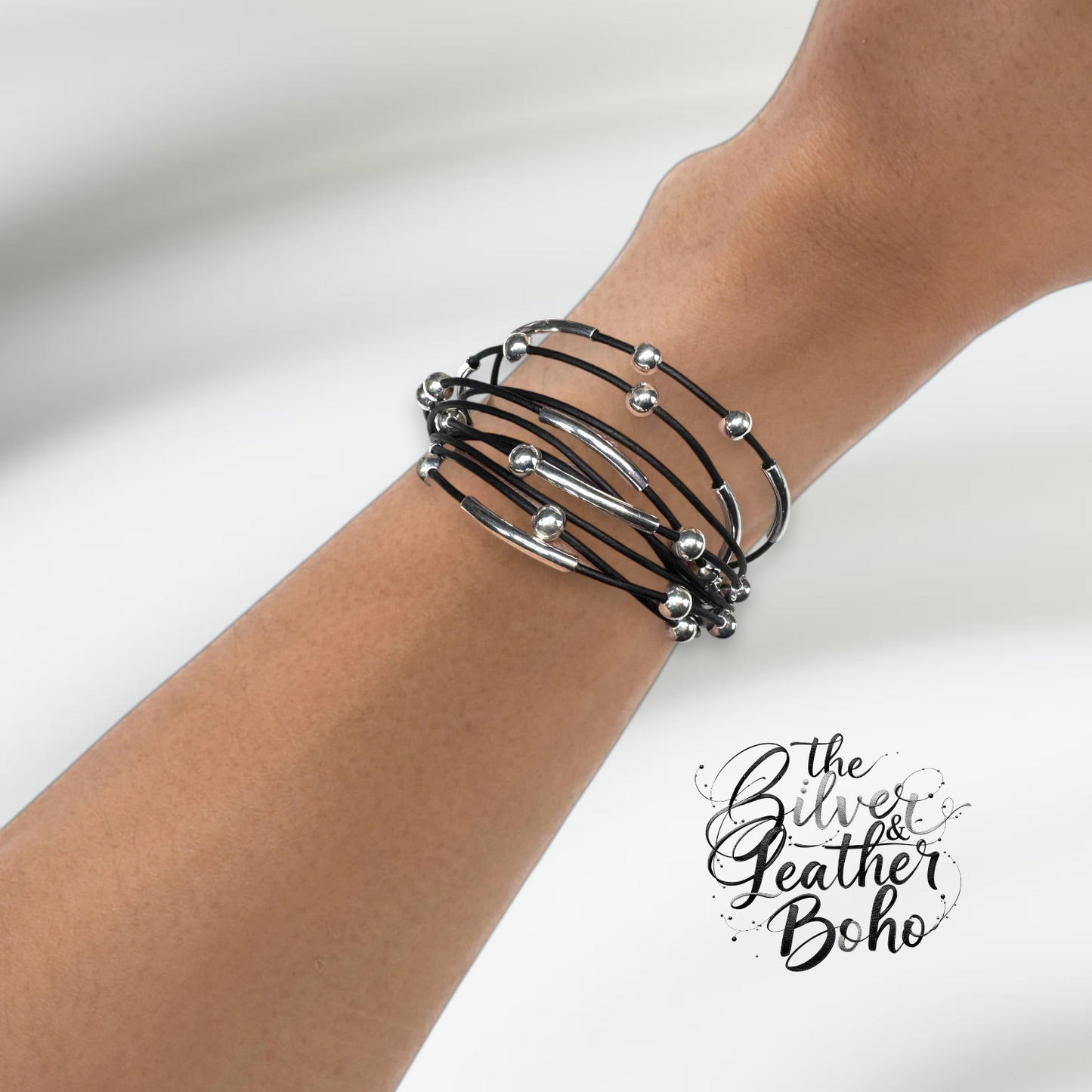 The Black Leather and Silver Beaded Boho