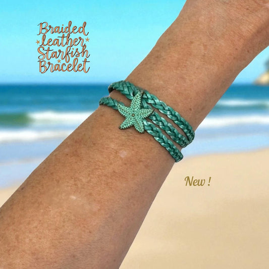 Braided Leather Starfish Bracelet