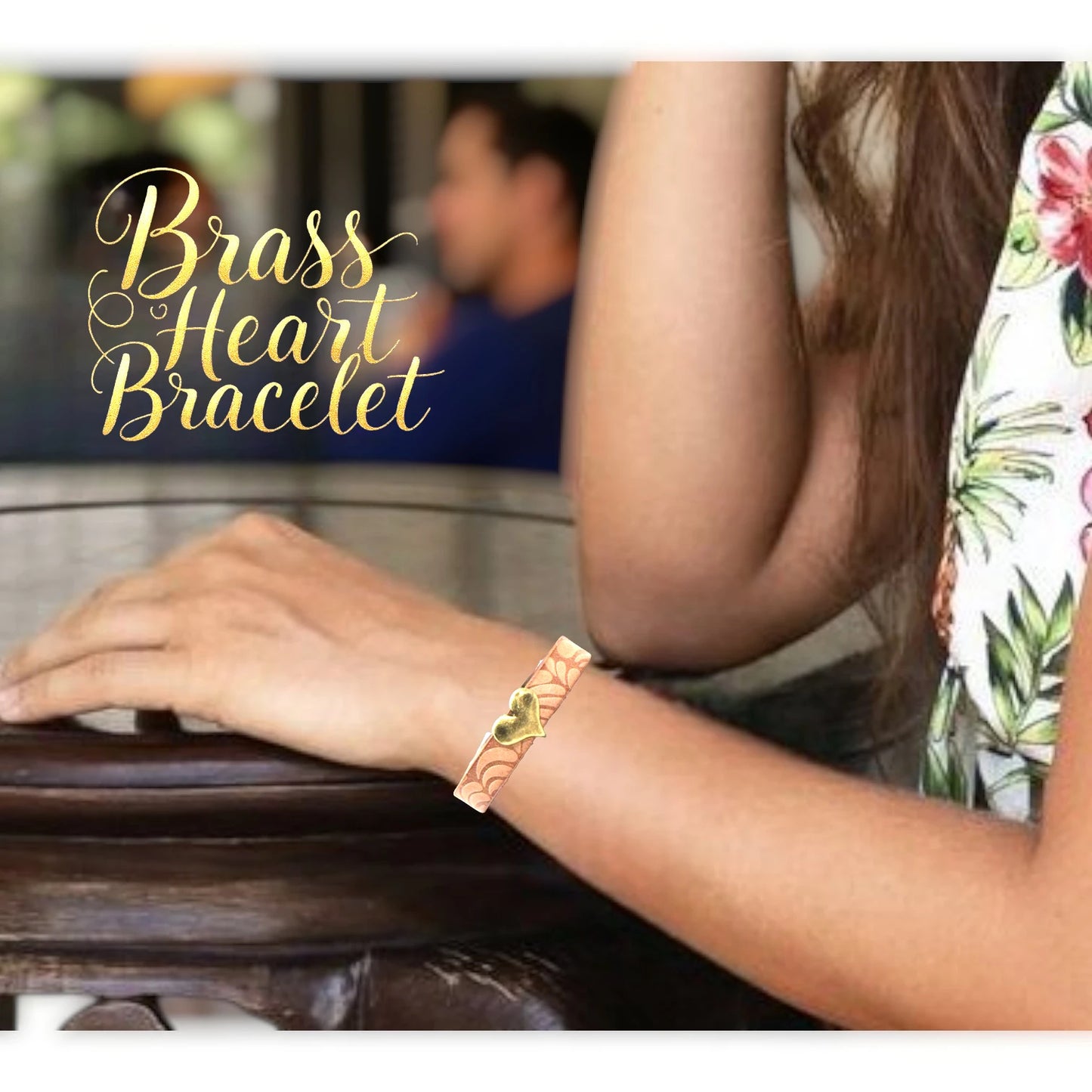 The Brass Heart- embossed leather bracelet