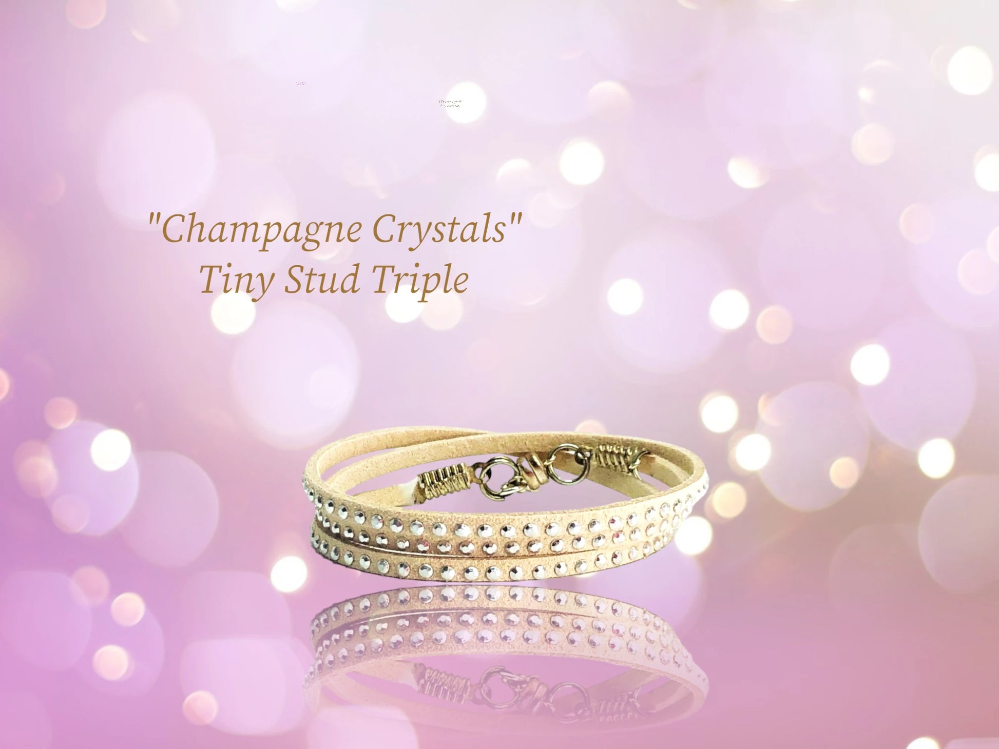 Champagne Crystals tiny silver stud triple wrap. A basic! $20