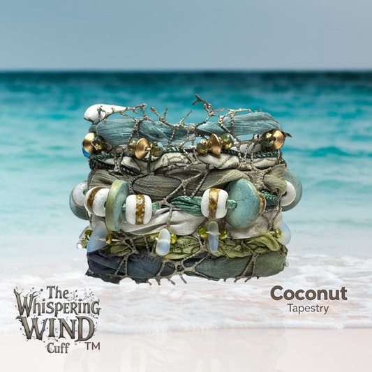 Whispering Wind Cuff-Coconut Shell Tapestry