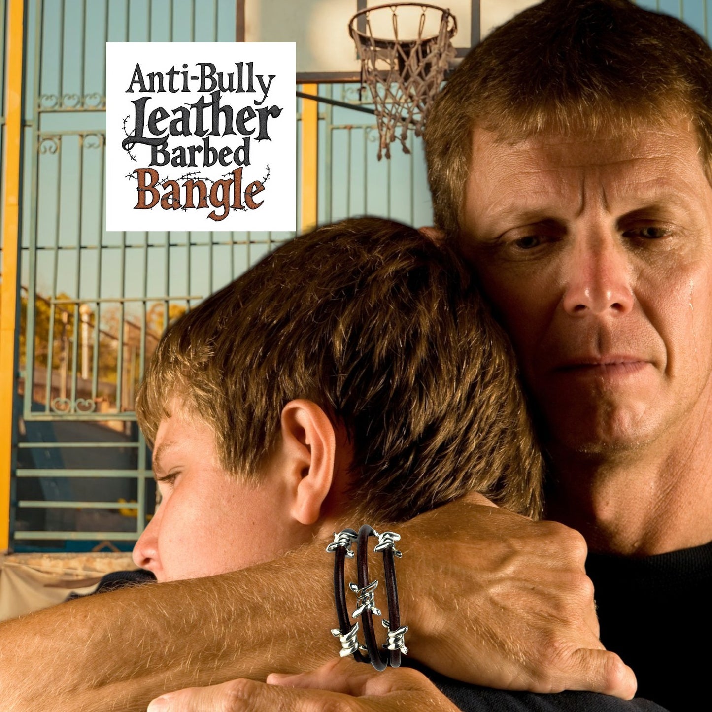 Anti-Bully Leather Barbed Bangle-Triple