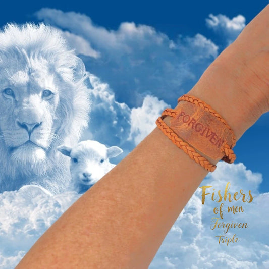 Leather Bracelets Fishers of Men "FORGIVEN"