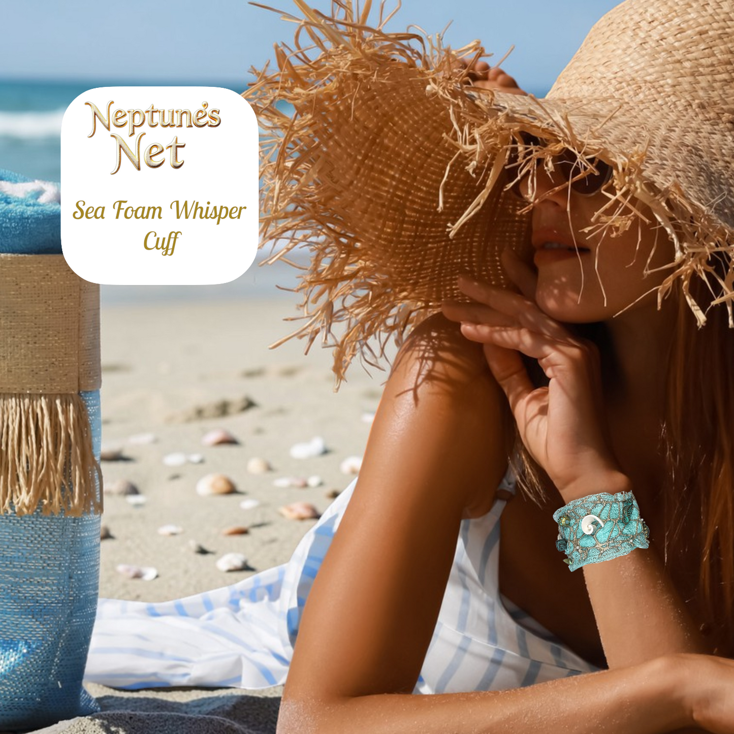 Neptunes Net Gauze Sea Shell Cuff-Sea Foam Whisper Cuff