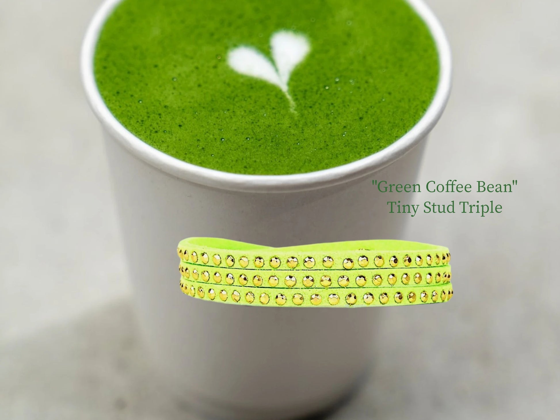 Green Coffee Bean -Tiny Stud Triple Wrap $20