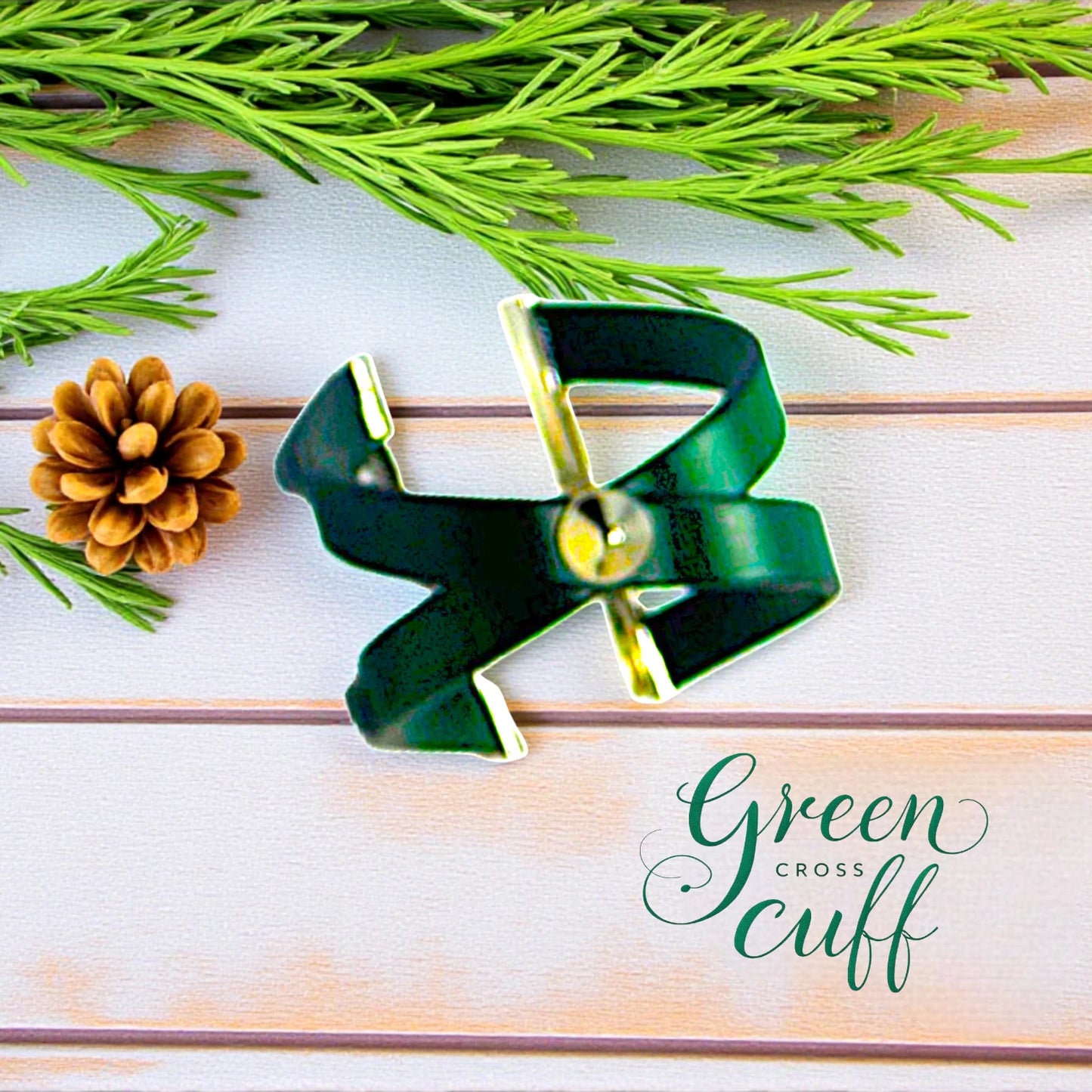 Green Criss Cross Cuff Roman Leather Bracelet