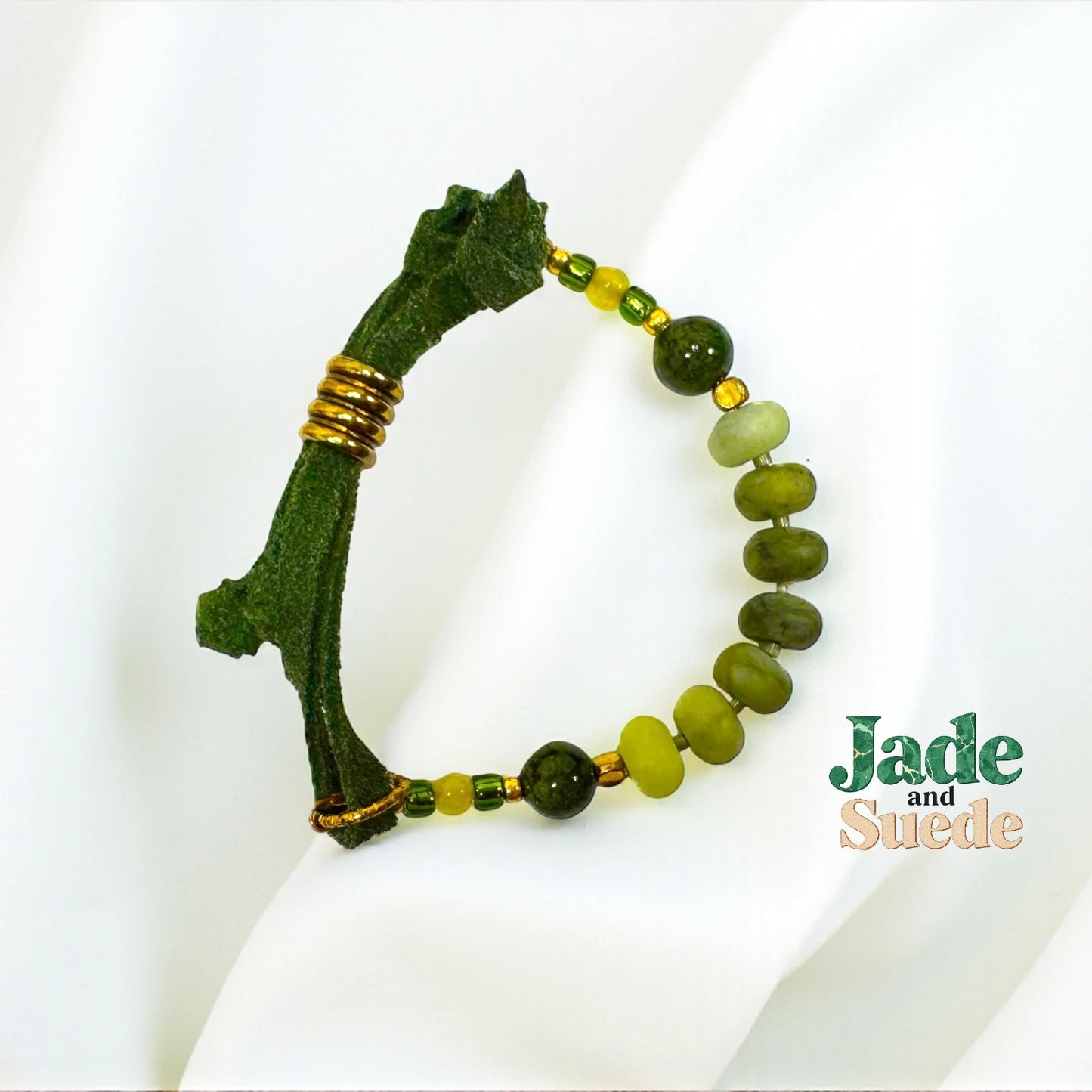 My Precious -Suede and Semi Precious Bracelet Collection-Olive