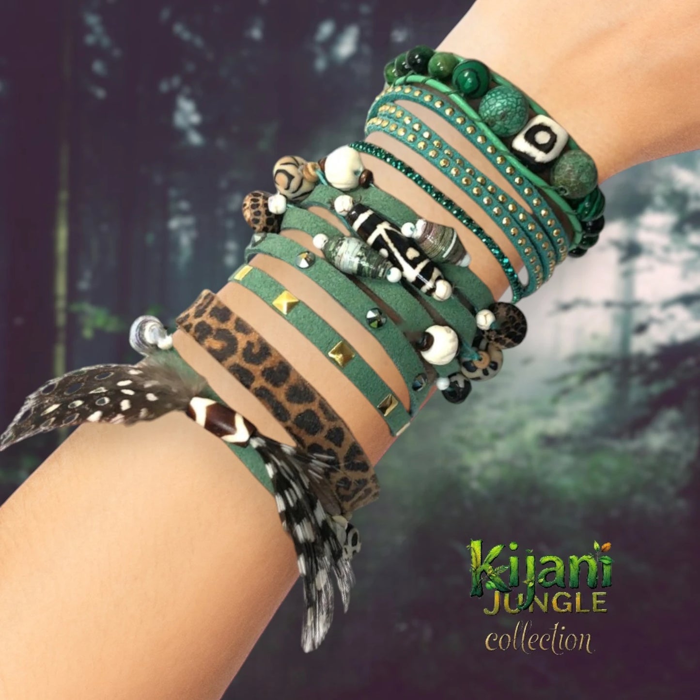 African Beads Mogambo Bracelets – Handmade Boho Chic Wrap Bracelet"KIJANI JUNGLE"