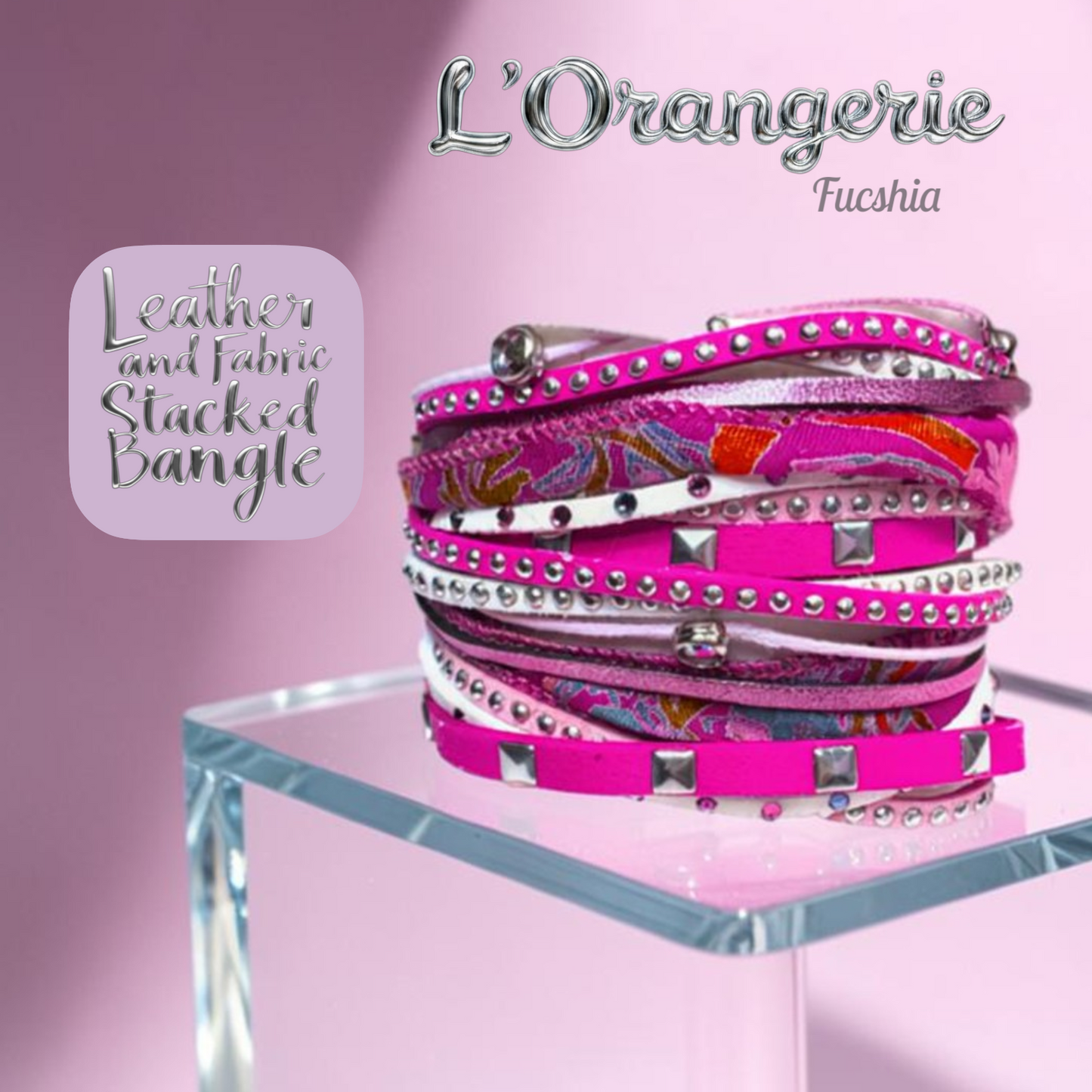 L'Orangerie Leather and Fabric Stacked Bangle