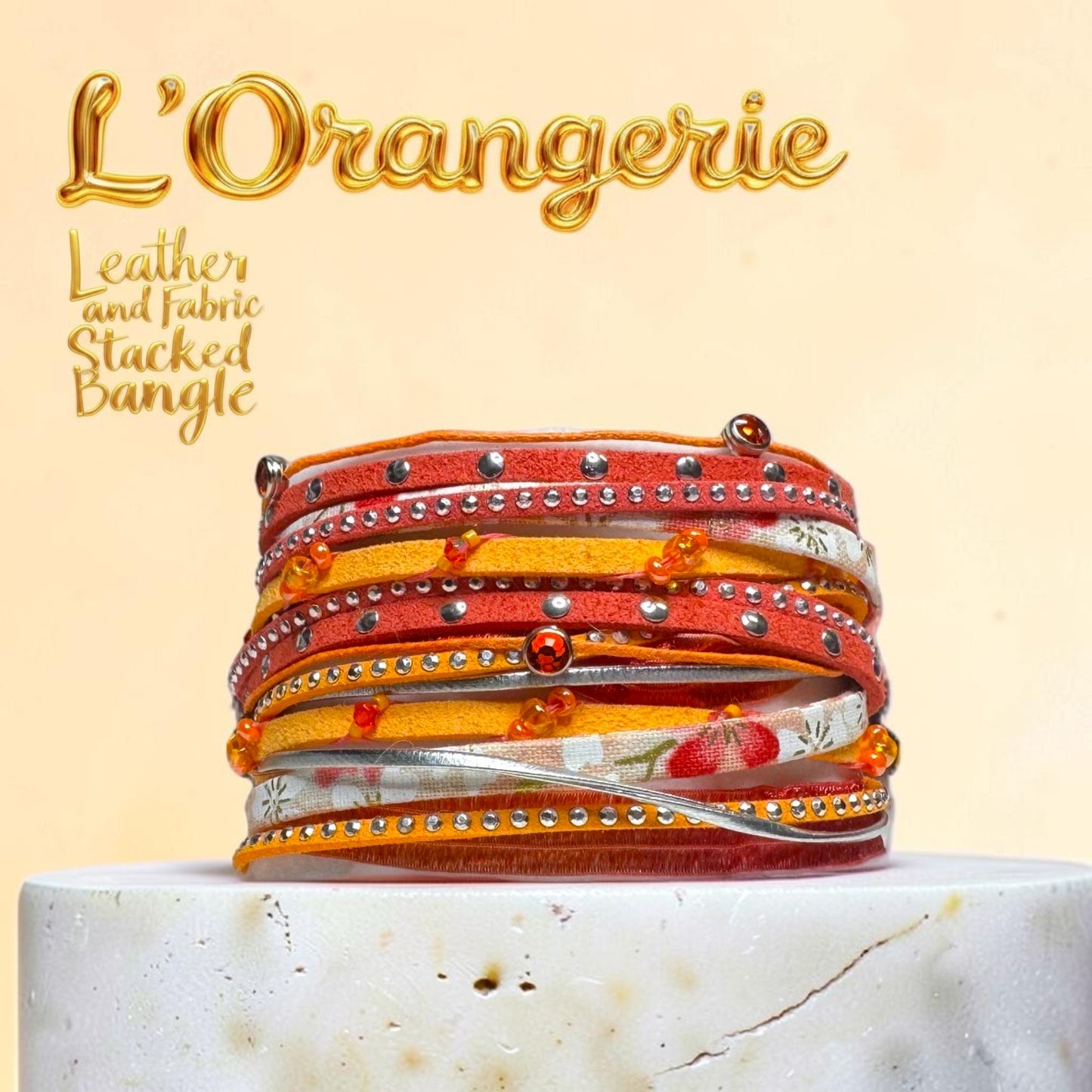 L'Orangerie Leather and Fabric Stacked Bangle