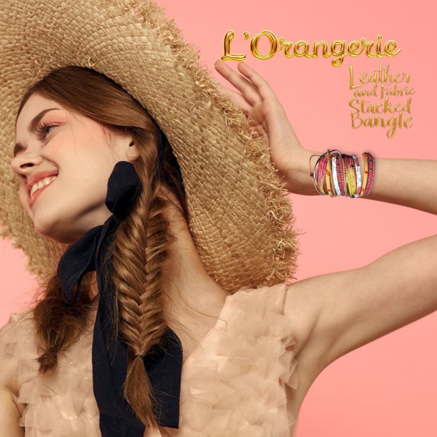 L'Orangerie Leather and Fabric Stacked Bangle