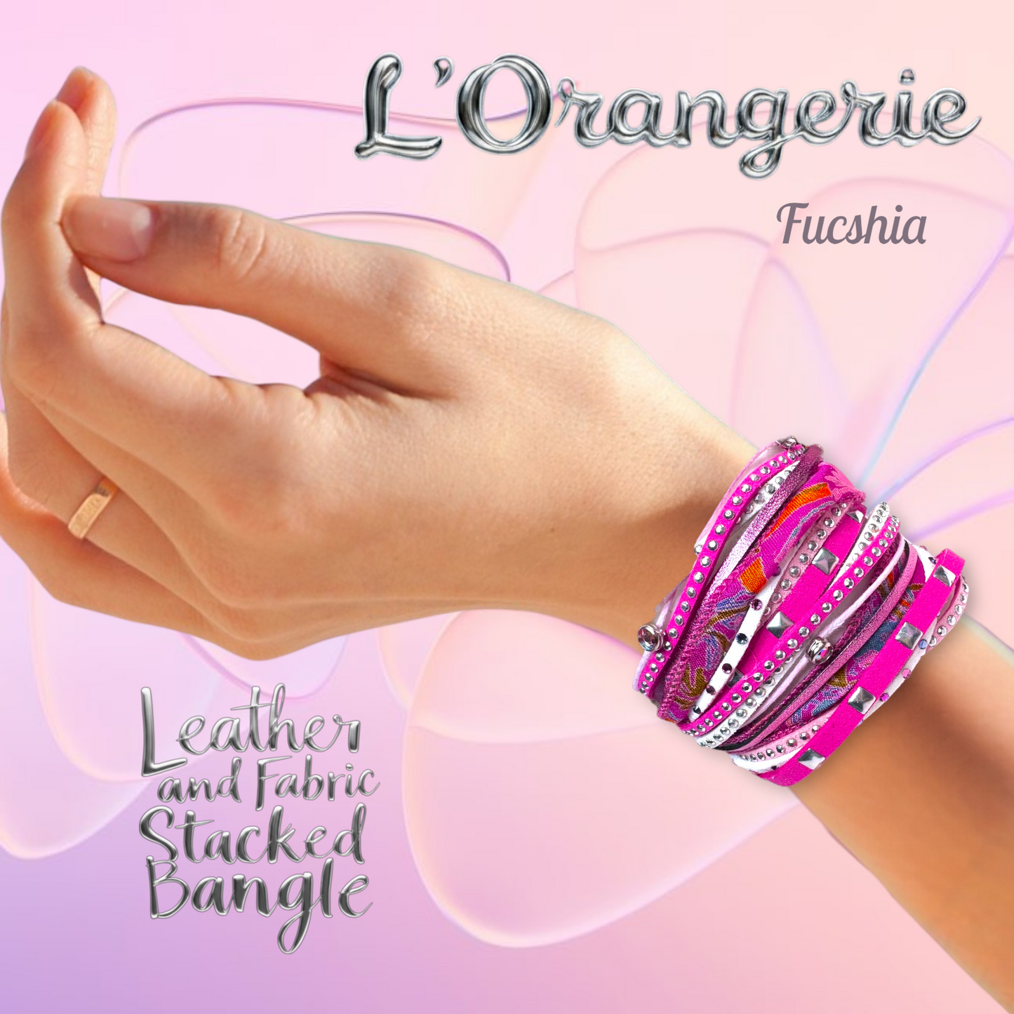 L'Orangerie Leather and Fabric Stacked Bangle