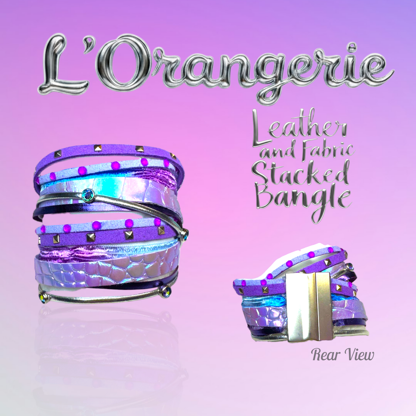 L'Orangerie Leather and Fabric Stacked Bangle