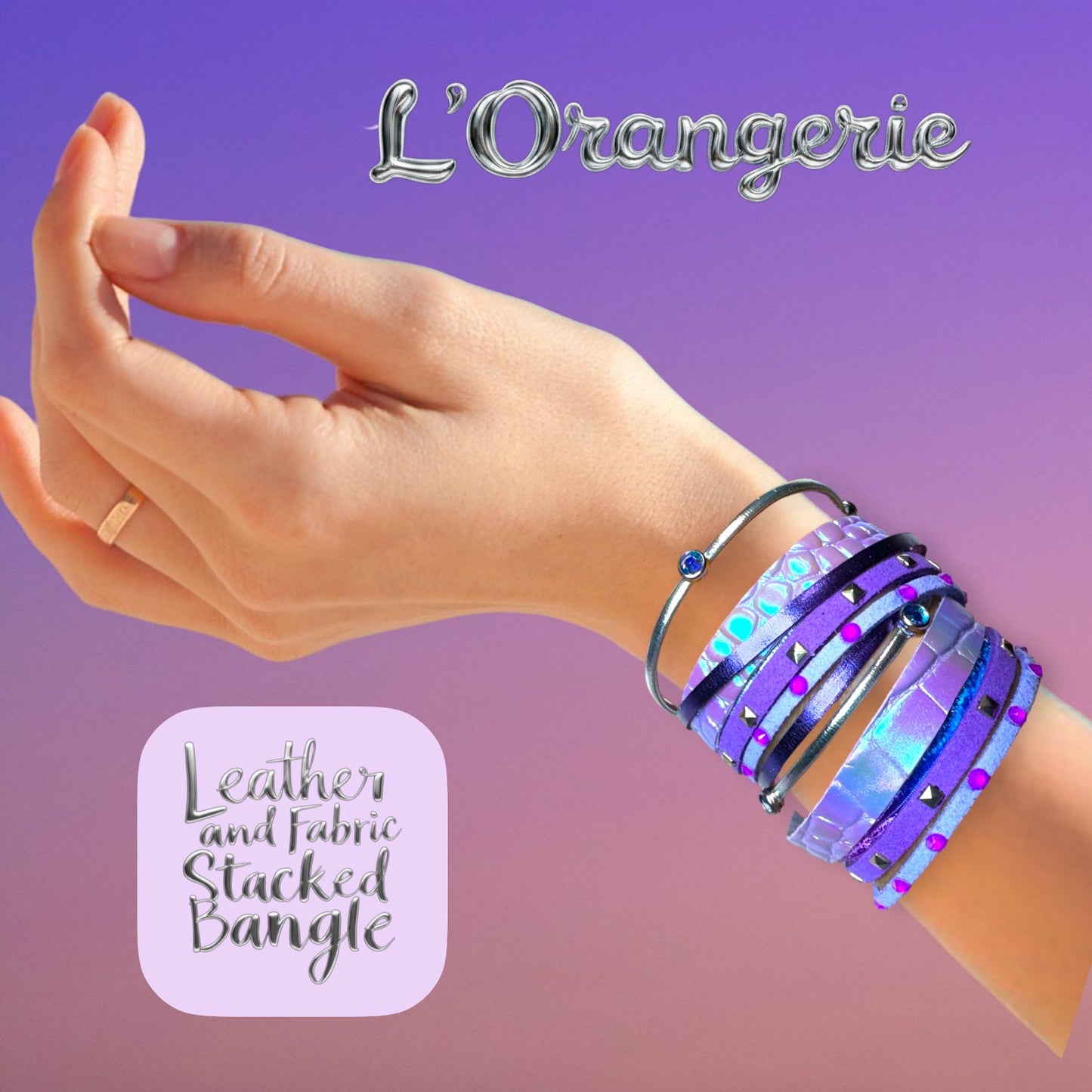 L'Orangerie Leather and Fabric Stacked Bangle