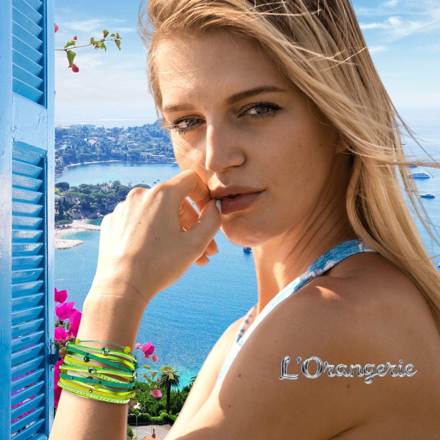 L'Orangerie Leather and Fabric Stacked Bangle