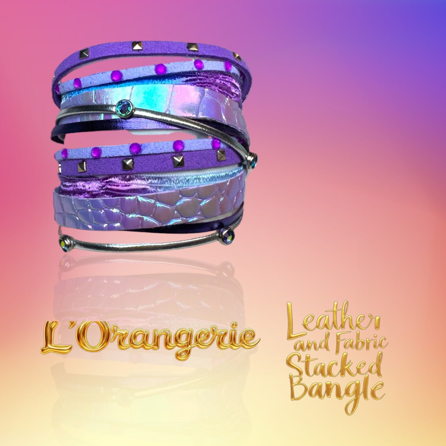 L'Orangerie Leather and Fabric Stacked Bangle