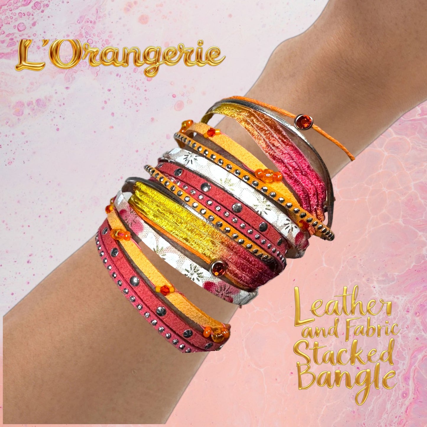 L'Orangerie Leather and Fabric Stacked Bangle