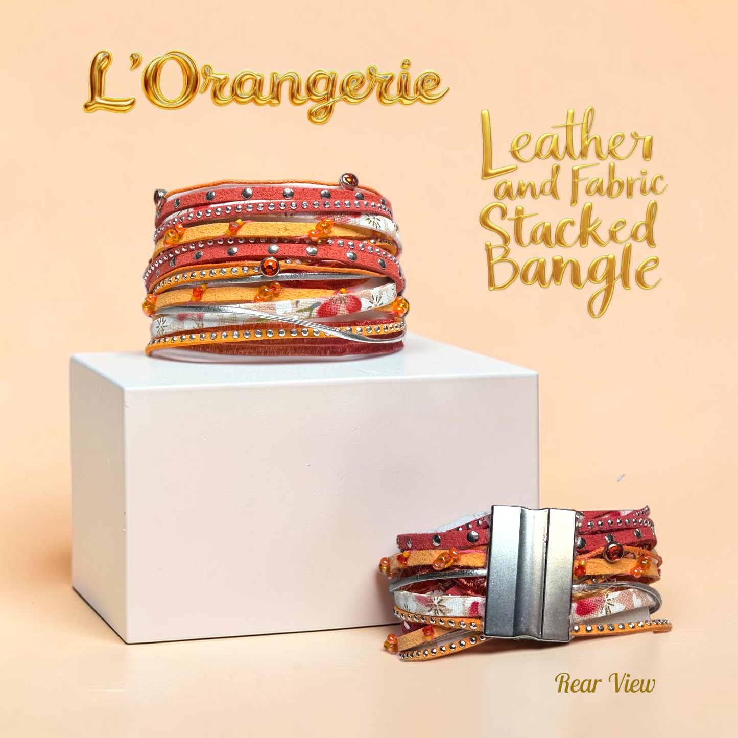 L'Orangerie Leather and Fabric Stacked Bangle