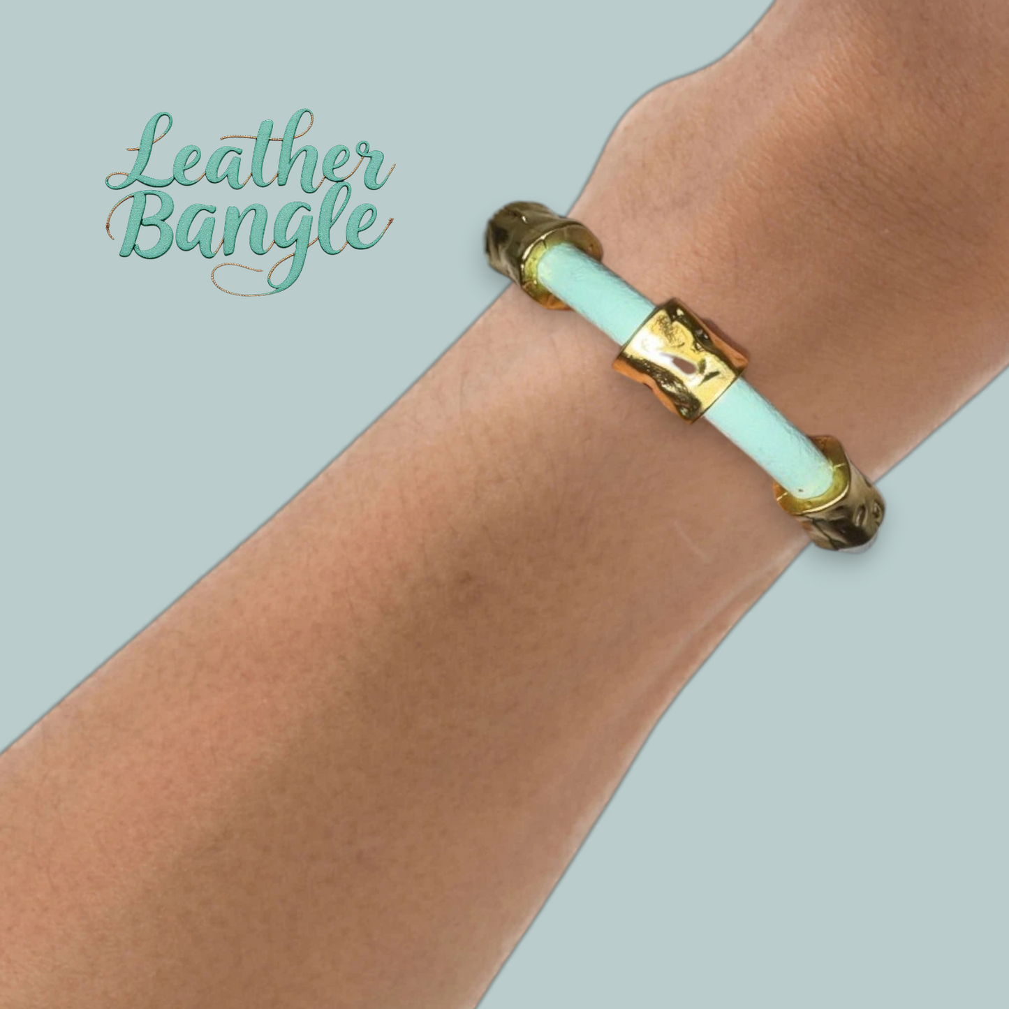 Leather Bangle – Mint
