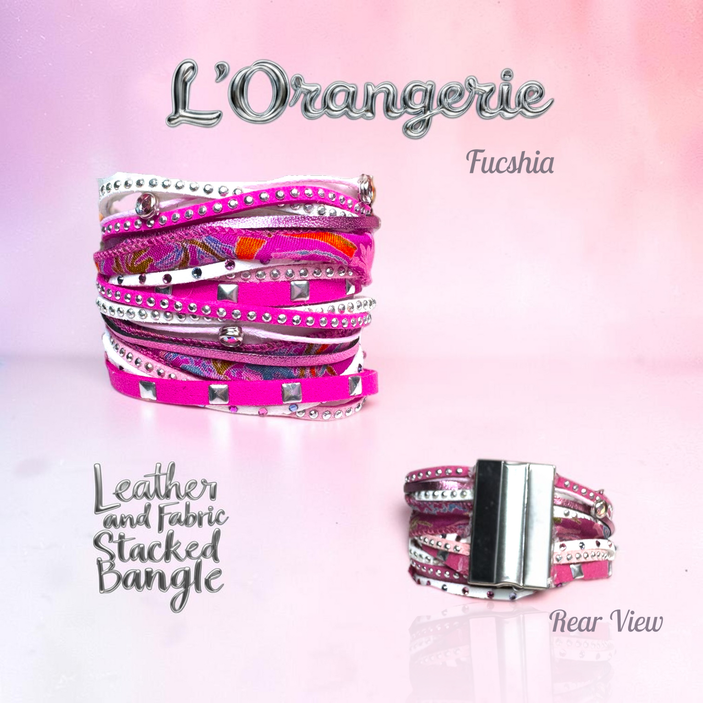 L'Orangerie Leather and Fabric Stacked Bangle