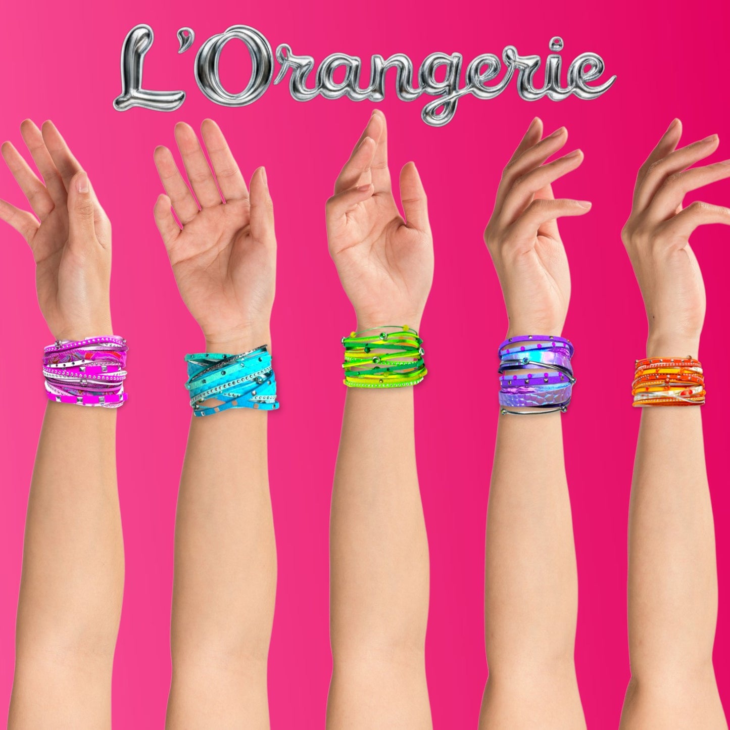 L'Orangerie Leather and Fabric Stacked Bangle