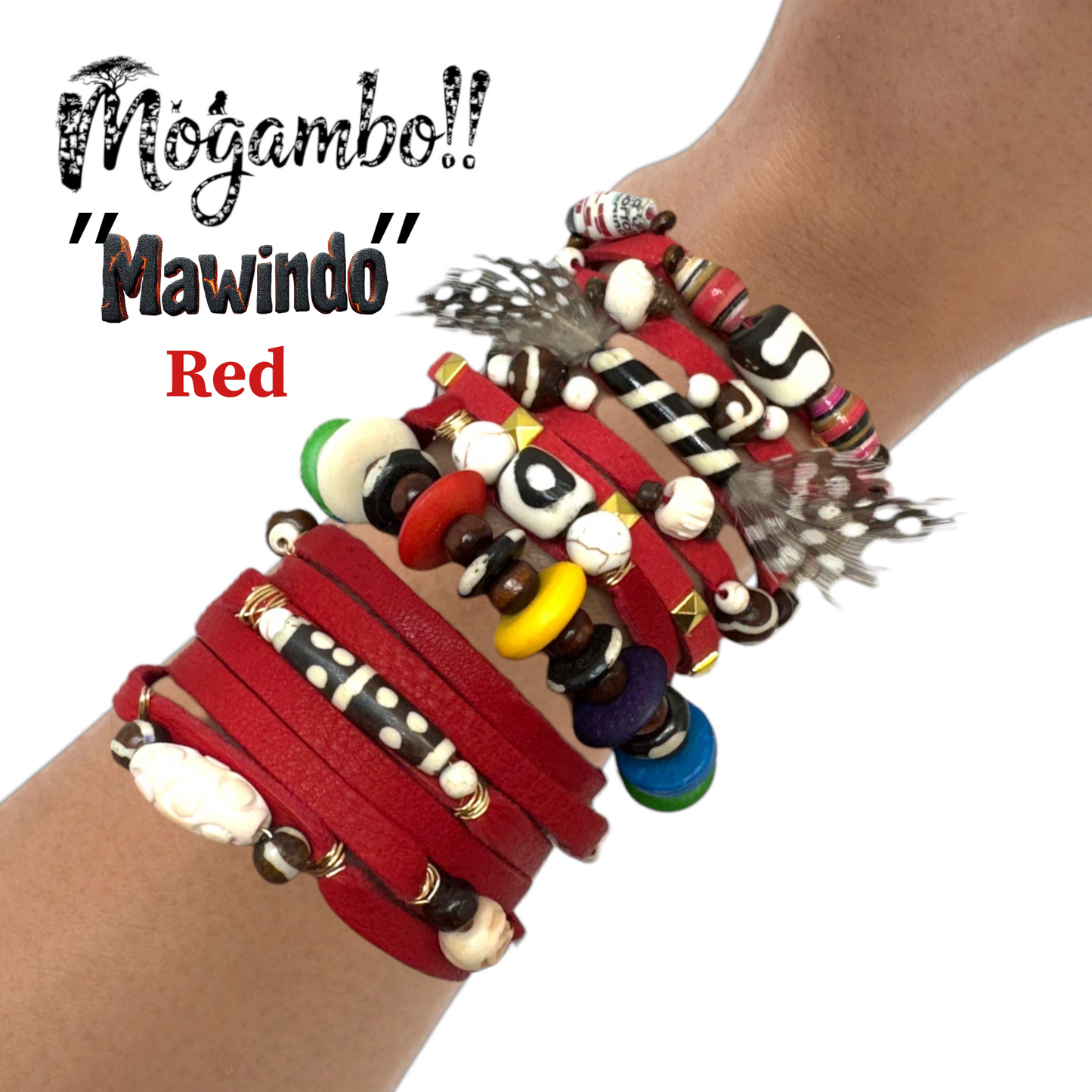 Red African Beads Bracelet-Mogambo Mawindo-Collection