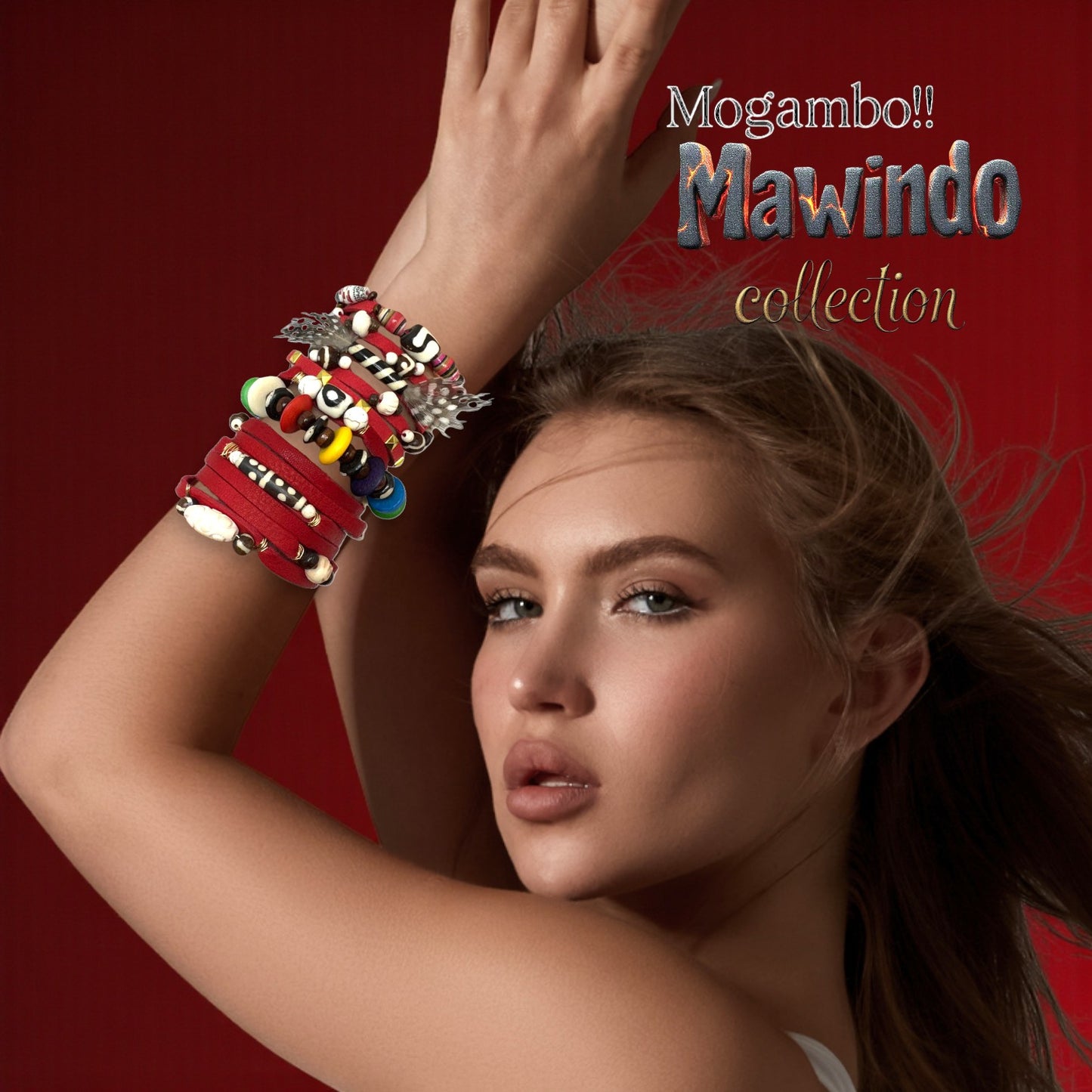 Red African Beads Bracelet-Mogambo Mawindo-Collection