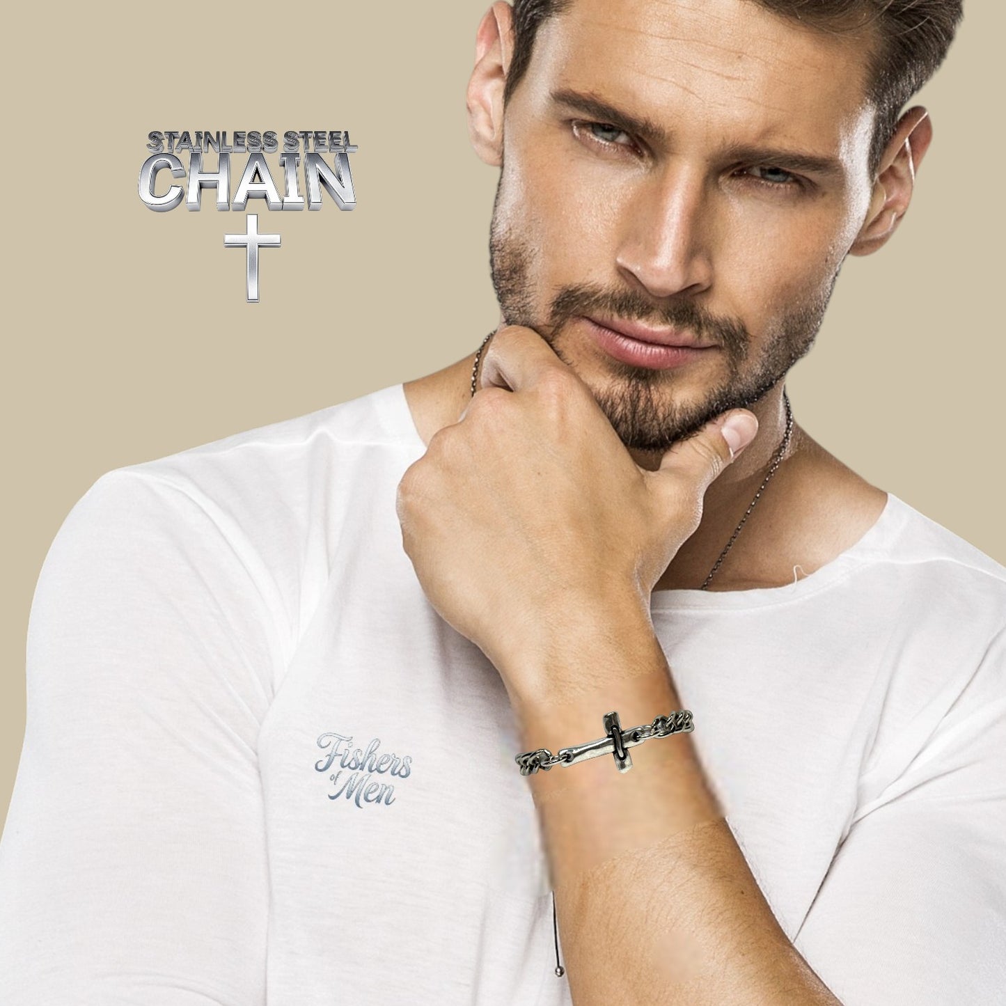Men's Cross Stainless Steel Bracelet