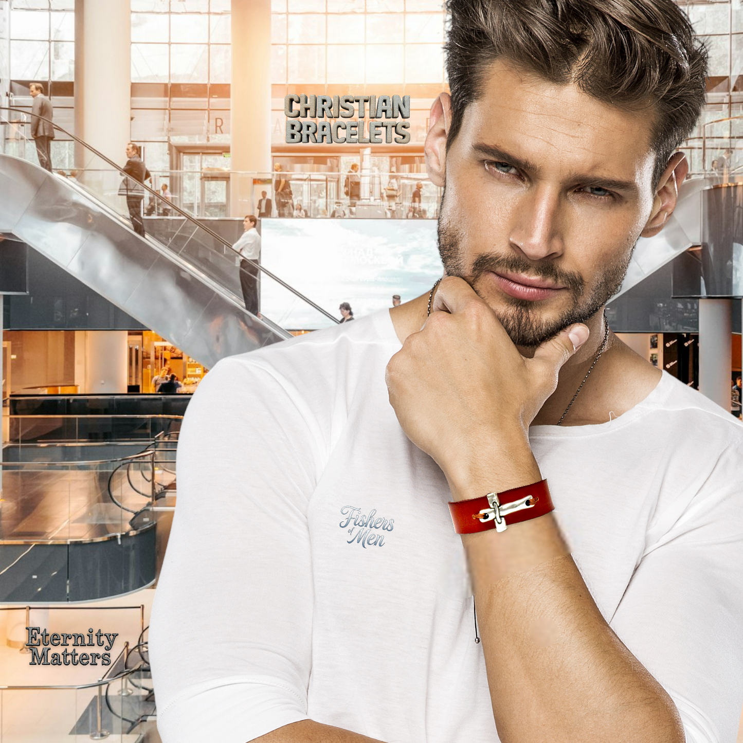 “Fishers of Men” – Wide Leather Cross Cuff