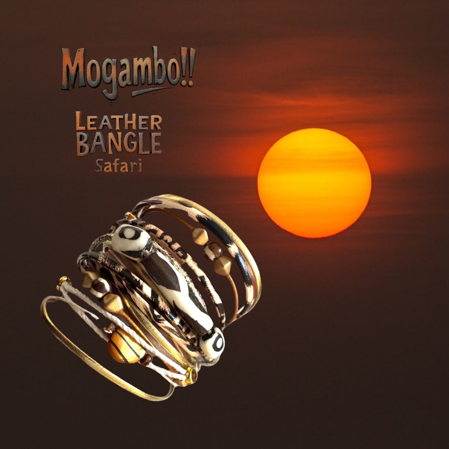 Mogambo- Layered Leather Safari Bangle Bracelet