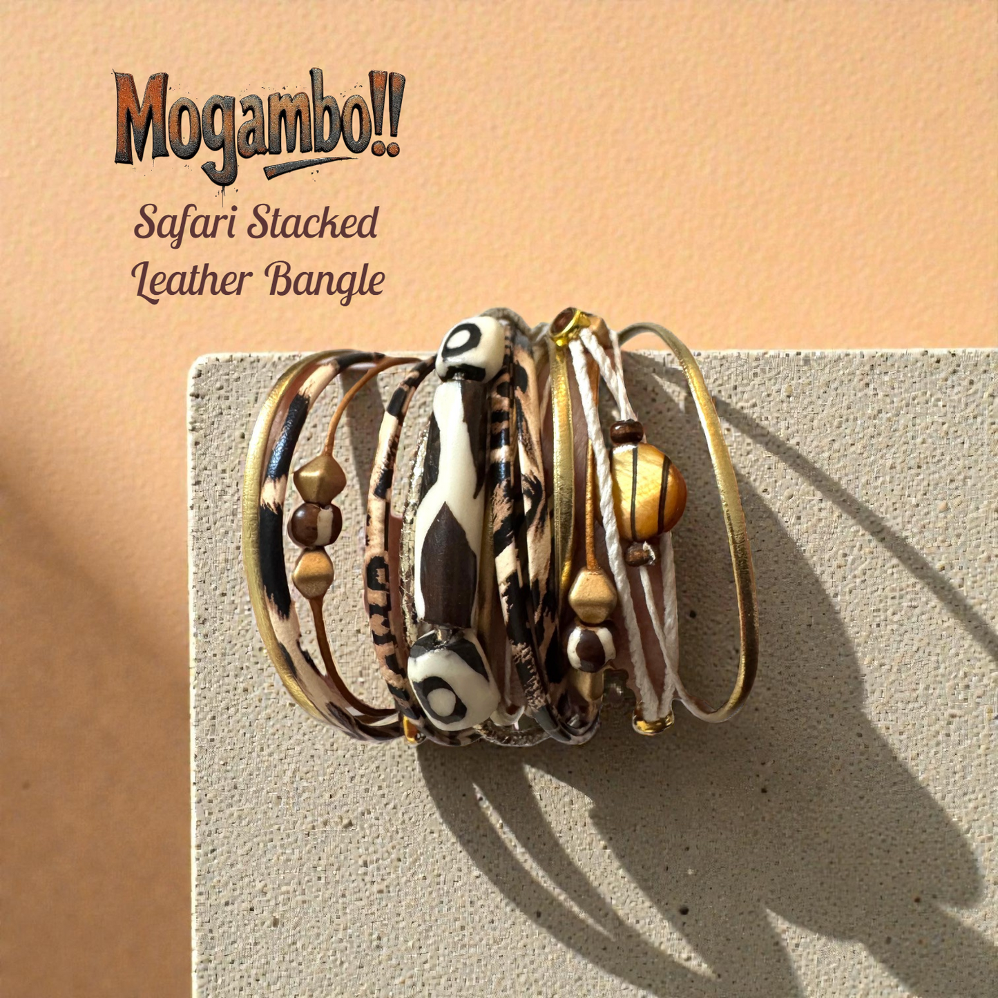 Mogambo- Layered Leather Safari Bangle Bracelet