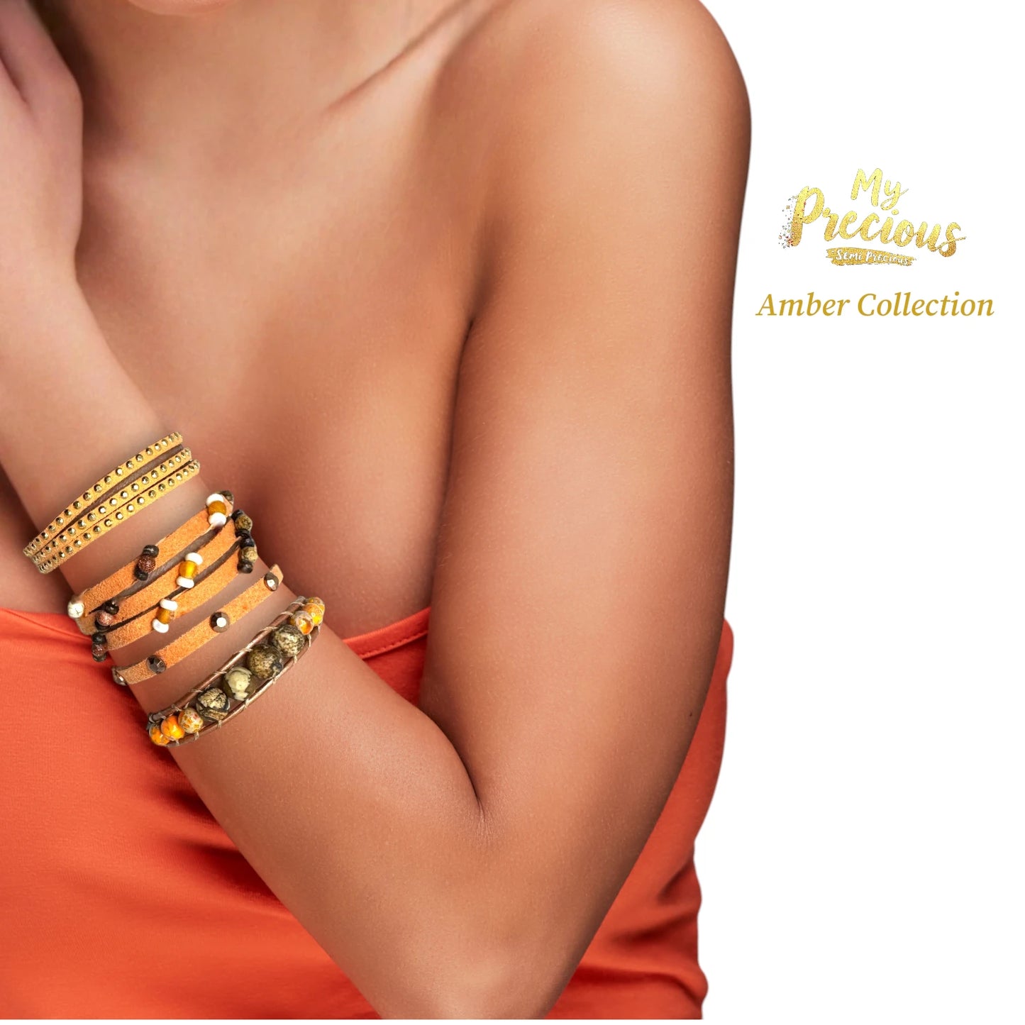 My Precious- Semi Precious and Suede Bracelet Collection -Amber